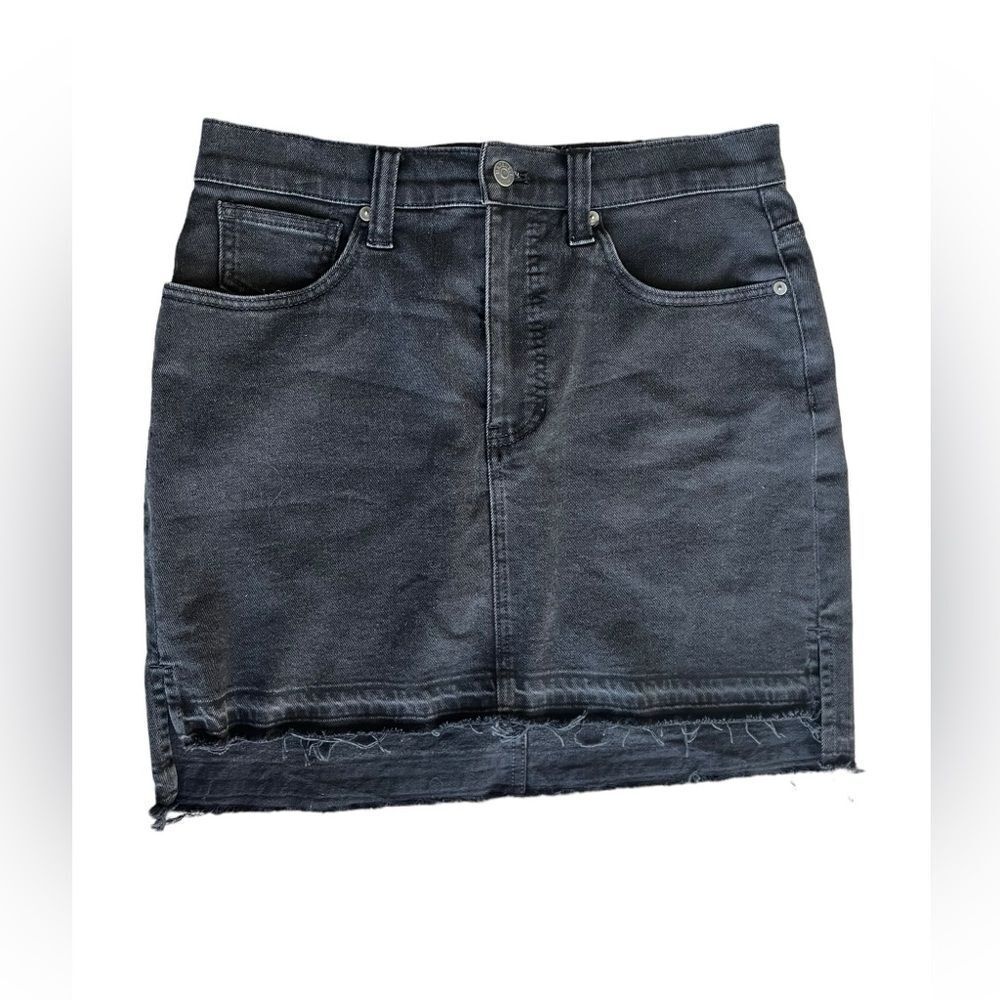 MADEWELL DENIM JEAN BLACK‎ CHARCOAL FRAYED MINI SKIRT WOMENS SIZE 28